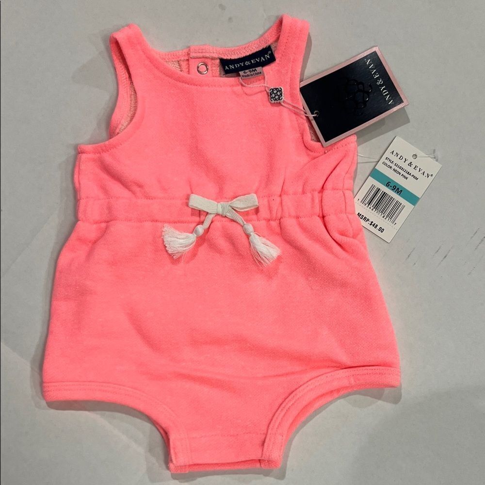 Andy & Evan Neon Pink French Terry romper coverup NWT